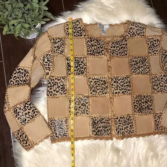 S.M.H Boutique leather patchwork blazer sz XL - Picture 6 of 7